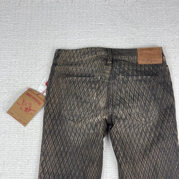 TRUE RELIGION JEANS Halle Mojave Lonestar Snakeskin Brown Slim Skinny 25 - Picture 16 of 16
